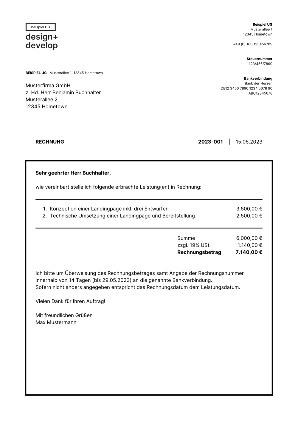 Rechnungs-Design: Outlined