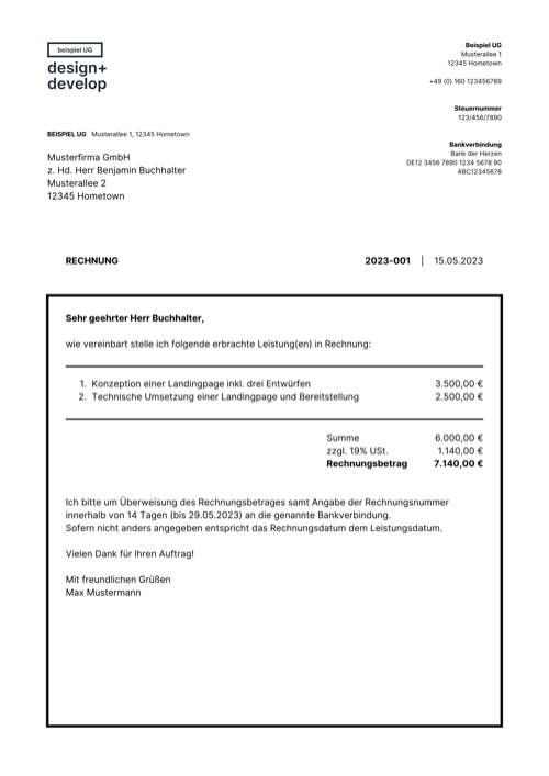 Rechnungs-Design: Outlined
